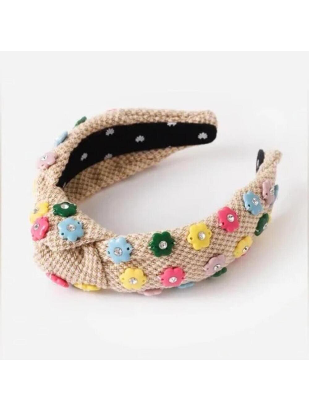 Lele Sadoughi Daphne Flower Charm Headband Rainbow Vintage - Picture 2 of 9